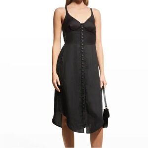 rag & bone Black Midi Dress with Button Detail